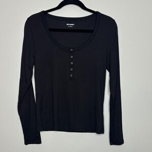 Old Navy Women's Black Long Sleeve ribbed Tee large EUC